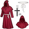 TOKYO REVENGERS Medieval Renaissance Monk Friar Priest Wizard Cloak Hooded Robe Cosplay Belt Necklace Set