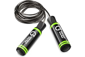 Gritin Skipping Rope, Speed Jump Rope Soft Memory Foam Handle Tangle-free Adjustable Cord&Rapid Ball Bearings Fitness Workouts Fat Burning Exercises Boxing for Adults- Length Adjuster Included.