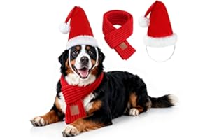 RANYPET Hund Weihnachtsmütze und Schal - Weihnachtshundekostüme Haustier Weihnachtsmütze Weihnachtshundeschal für kleine mittlere und große Hunde