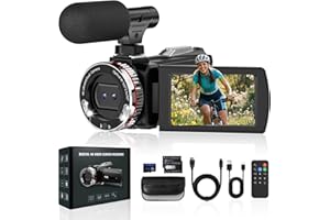 Euiivnt 4K 60FPS Video Camera Camcorder with HDMI cable, 48MP Vlogging Cam for YouTube, 21X Zoom, Dual Lens Recorder, Rotatable Screen with Mic, 2 Batteries & 64GB Card