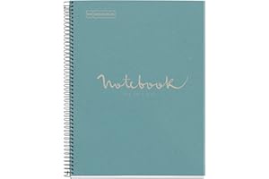 Miquelrius Carnet de notes A4 quadrillé Emotions 100 % recyclé, 1 bande de couleur, 80 feuilles quadrillées 5 mm, papier 80 g microperforé avec 4 perforations pour 4 anneaux, couverture en carton