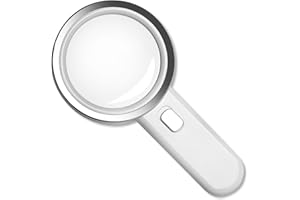 Fancii 5X Haute Puissance Loupe Grossissante éclairante, Grand 90mm sans Distorsion Loupe avec Lumière LED avec Lentille en Verre