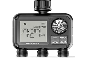 ‎UNISTYLE Unistyle Bewässerungscomputer 3 Ausgänge, Automatische Bewässerungsuhr, eingebauter Messingeinlass, Bewässerungssystem für Gartenbewässerung, Wasser Zeitschaltuhr Bewässerung Garten Rasensprenger