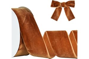 RIBBOOO Brown Velvet Ribbon 5CM x 9.14 Meters, Vintage Velvet Ribbons for Christmas Wreath Bow Decoration Craft Gift Wrapping, Valentine's Day Bouquet Packaging