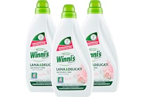 Winni's Naturel Lana e Delicati Detersivo Liquido Concentrato per Bucato a Mano e Lavatrice Fragranza Fiori Rosa Per Capi Preziosi e Baby Materie Prime di Origine Vegetali - 3 Flaconi da 750ml
