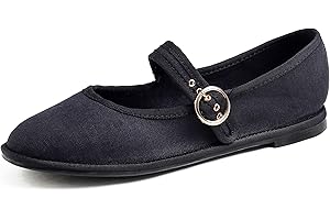 Feversole Women's Canvas Mary Jane Fashion，Scarpe Basse Classiche da Donna Décolleté Eleganti Mary Jane con Fibbia Morbida Scarpe da Ballo per Balletto per Donna