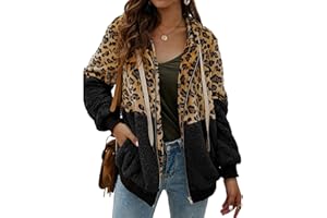 ABINGOO Cappotto Donna Casual Felpa con Cappuccio Giacca Leopardo Invernale Cerniera Giacche e Cappotti Vello Caldo Hoodies Outwear