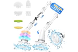 PELDA Electric Spin Scrubber, Automatic Brush Cleaner with 6 Brush Heads and Adjustable Extension Handle with 3 Modes Angle, 520 RPM Cleaning Brush for Bathroom, Pool, Tile, Tub, Grout, Floor, Sink