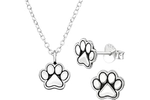 JAYARE Kinder Schmuckset Mädchen - Halskette und Ohrringe - Kette Silber 925 mit Anhänger und Ohrstecker