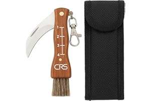 ‎CRS CRS Police Tested Mushroom Knife with Folding Brush/Brush with Stainless Steel Ruler Small pocket knife for outdoor and Camping | Folding Knife with Curved Blade