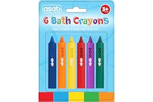 ASAB 6 Pack Baby Bath Crayons Non Toxic Education Fun Toy Easy Washable Wipe Clean Develop Creativity And Imagination Ages 3 Years +