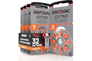 UDIVITA 32 Hearing Aid Batteries Size 13 Rayovac (Orange) PR48 Zinc-Air with Sound Fusion Technology - 4 Blisters of 8 Batteries