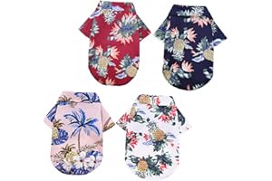NUSITOU Hawaiian Pet Shirt Set, Summer Sweatshirt for Dogs and Cats, Breathable and Stylish Animal Clothing, Pack of 4