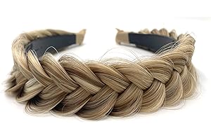 TOECWEGR Hairband Braided Hairpiece Messy Wide 2 Strands Fluffy Braids Wig with Tooth Women Headband Hair Bands