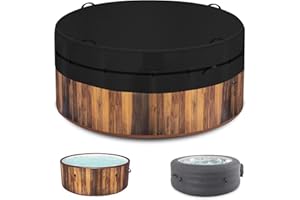 YMPPMKN Runde Whirlpool Abdeckung Freien Schwerlast 600D Oxford Gewebe mit Schnallen und Kordelzug, Wasserdicht, Winddicht, UV-Beständiges Aufblasbar Staubabdeckung Swimmingpool (220 * 109CM,Schwarz)