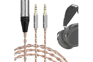 GEEKRIA Apollo 3,5 mm posrebrzany podwójny kabel audio XLR, kompatybilny ze słuchawkami HIFIMAN SUSVARA SUNDARA HE1000se, Denon AH-D9200 AH-D7200 AH-D5200 AH-D600 (5 stóp/1,5 m)
