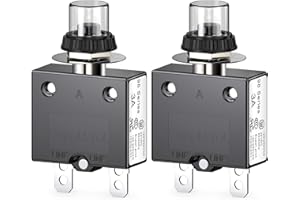 Clyxgs Thermischer Schutzschalter, 98 Serie 3A 125 / 250VAC Drucktasten-Reset für Schutzschalter mit Schnellanschlussklemmen und wasserdichter Tastenabdeckung 32VDC, 2 Stck