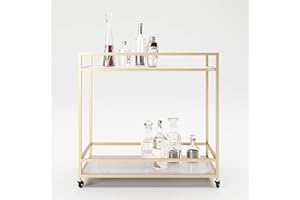 Playboy 634201MB - Carro Mamoroptik con 2 estantes, mármol, Dorado, 90 x 87 x 40 cm