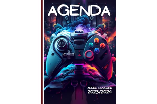 AGENDA: année scolaire 2023 2024, couverture gamer, pour fille ou garçon, manga, gamer, école, lycée, collège, université. beau simple et pratique