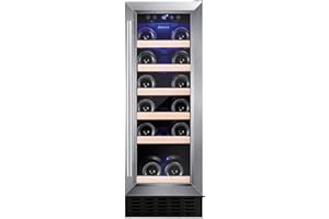 Amica 19 Bottle Single Zone Freestanding Under Counter Wine Cooler - Stainless Steel