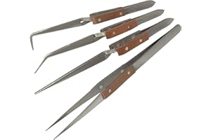 JEWELLERS TOOLS 4 ANGLED straight self locking soldering tweezers watch jewellers hand free set (120)