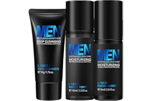 LAIKOU Cuidado de la Piel Hombre, Kit de Cuidado Facial Hombre, Set de Regalo Cuidado Facial, Kit Hidratante Cara Hombre, Productos para el Cuidado de la Piel (3pcs)