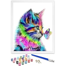 Kit Peinture Par Numéros Chat - Toile 40x50cm Avec Pinceaux Et Peintures - Loisir Créatif Adulte