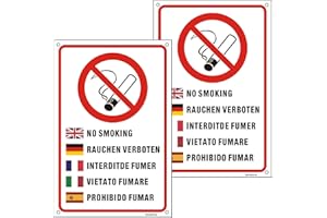 ‎GOODVIA Goodvia Rauchen Verboten Schilder 20 x 30 cm Kunststoff Schild mit Selbstklebend No Smoking Schild Rauchverbot mit UV Schutz für Außenbereich Innenbereich