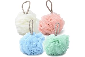 STREEHERJJKEA1 Esponja Baño Ducha Bolas Esponja Exfoliante Malla Baño Esponjas Baño Suaves Esponja Exfoliante Malla Ducha para Hombres Mujeres Ducha Exfoliante Calmar la piel para depurador espalda 4 piezas 4colores