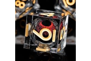 KERWELLSI Cool Liquid Core Beholder Eye DND Dice Set D&D with Gift Box, 7Pcs Custom Resin Sharp Edge Dungeons and Dragons Role Playing Game Dice, Polyhedral RPG Dice D20 D12 D10 D8 D6 D4