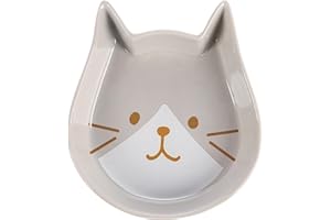 Flamingo Gamelle pour Chats Kapo céramique Gris tête - 250ml - 13x13x3cm - Gamelle pour la Nourriture et l'eau pour Chat