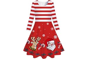 Belovecol Girls Dress Long Sleeve A Line Dress Casual 3D Printed Festival Swing Autumn Winter Dress 4-12 Years
