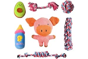 ProChosen Dog Rope Toys,7PCS Rope Durable Chew Squeaky Toys for Dogs 100% Natural Cotton Safe Non-Toxic,Beneficial to Dog's Mental Health and Teeth Cleaning,Best Gift for Small/Medium Dogs