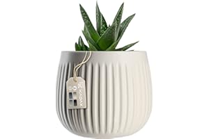 KADAX Doniczka na kwiaty, ceramiczna donica z tłoczeniami dekoracyjnymi, doniczka na rośliny w 4 wariantach kolorystycznych, ceramiczna donica na rośliny pokojowe, ozdobna donica o ponadczasowym