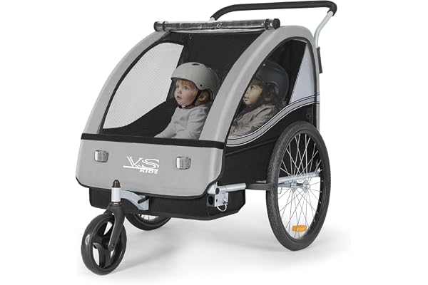Tiggo VS 2 en1 Remorque pour Enfants Remorque de vélo Fonction de Running Ceinture de securite 5 Points 360° Roue Avant Jogger Poussette Buggy