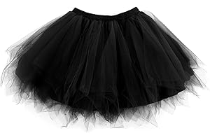 Lusofie Gonna Tulle Nero da Donna Adulto Foderata tutù in Costume Accessori Anni '80 Gonnellino Danza Classica retrò Anni '50 Gonna Corta Classica Elasticizzata tutù a Strati Natale Halloween