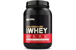 Optimum Nutrition Gold Standard 100% Whey Proteine in polvere per lo Sviluppo e il Recupero Muscolare con Glutammina e Aminoacidi BCAA Naturali, Gusto Biscotti e Crema, 28 Dosi, 896 g