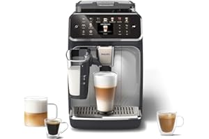 Philips w Pełni Automatyczny Ekspres do Kawy z Serii 5500-20 Kaw Gorących i Mrożonych, Szybki w Czyszczeniu System Mleczny LatteGo, Technologia SilentBrew, QuickStart Czarno-Srebrny (EP5546/70)