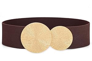 Waist Wow Women's Wide Belt for Dress Elastic Waist Belt Black Fashion Waist Belt for Women with Golden Buckle