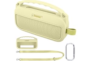 co2CREA Silikonowe etui kompatybilne z głośnikiem do głośnika Bose SoundLink Flex 2. generacji, silikonowa osłona + karabińczyk z haczykiem, pasek na ramię (głośnik nie jest dołączony)