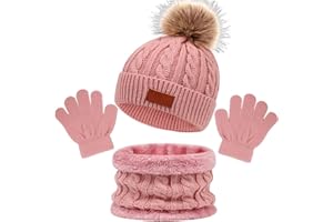 KFSCIP Faux Fur Kids Hat, Scarf & Gloves Set - Boys & Girls Aged 3-8