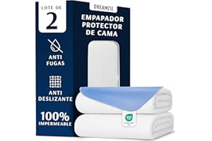 Dreamzie Protector Colchon Impermeable e Absorbente - 75 x 90 cm- Funda Colchon Lavable para Incontinencia - Lote de 2
