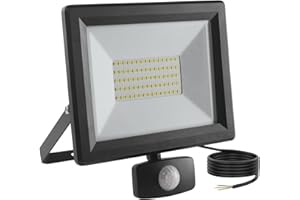lNGRIKT 50W Security Lights with Motion Sensor, Super Bright 5000 LM PIR Flood Light, IP65 Waterproof LED Sensor Floodlight Outdoor, 6500K Cool White for Garage Yard Garden Pathway, with 1.5M Wire