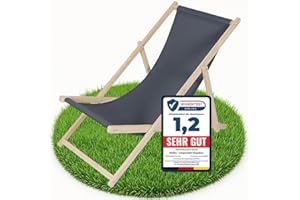 Melko Strandstuhl aus Holz Holzliegestuhl klappbar Campingstuhl Faltliege Sonnenliege Anthrazit Strandliege tragbar Campingliege