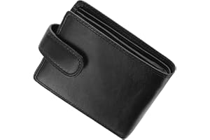 TECPEX Genuine Leather Wallet Men's, RFID Blocking Purse Slim Bifold Design with Multi Card Slots, Coin Pocket, ID Windows, and Zipper Pocket (Jet Black)