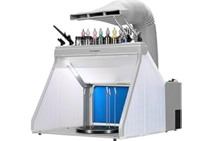 VIVOHOME Kit Cabine de Peinture Aérographe Portable avec 3 Lumières LED, Supports de Pistolets, Table Tournante et Tuyau Filtrant pour Peinture, Modélisme et Artisanat