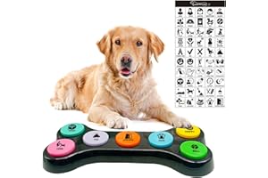 BUYVIKAY 7 in 1 Hundeknopf,Hunde Button für Kommunikation,Trainieren Sie Ihren Hund zu sprechen,Haustier Tasten,Hundetraining Verhaltenshilfen,50 DIY-Aufkleber (Batterien enthalten)