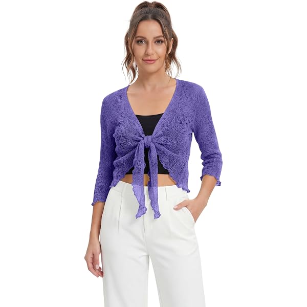 Prime Fashions Boléro Maille Femme Manches Longues - Léger Extensible Été, Taille Unique
