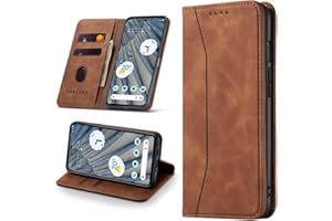 Leaisan Handyhülle für Google Pixel 7A Hülle Premium Leder Flip Klappbare Stoßfeste Magnetische [Standfunktion] [Kartenfächern] Schutzhülle für Pixel 7A Tasche - Braun