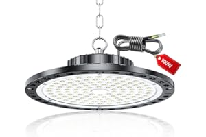 LAMLAMCK UFO Faretto LED - 100W 10000LM UFO Lampada Da Officina Industriale con Trasformatore LED, IP65 Impermeabile 6500k Bianco Freddo Lampada da Garage per Fabbrica, Officina, Fienile, Negozio